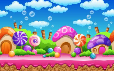 Seamless cartoon Candy land vector