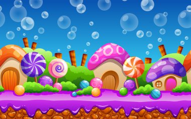 Seamless cartoon Candy land vector
