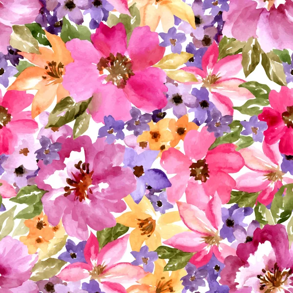 여름 꽃과 함께 완벽 한 패턴 — 스톡 벡터