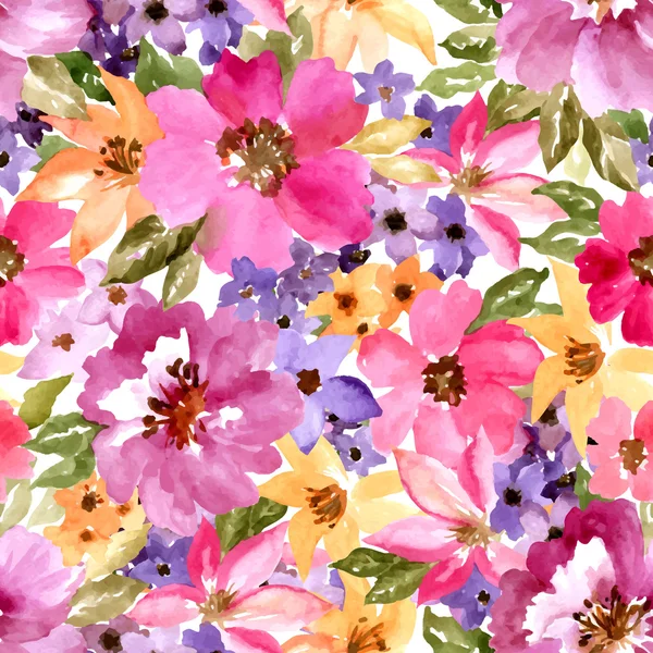 夏の花とのシームレスなパターン — ストックベクタ