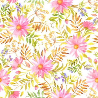 Dikişsiz suluboya çiçek desenli