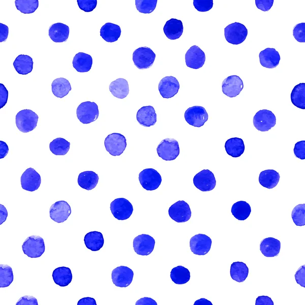 Mönster med akvarell blå cirklar — Stock vektor