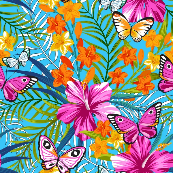 Bright pattern with butterflies and flowers