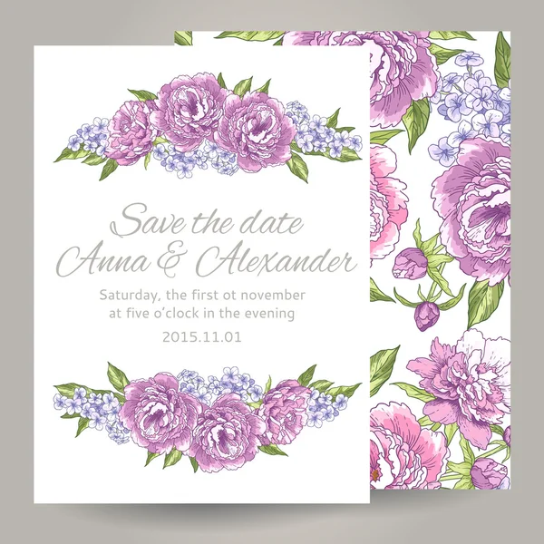 Tarjeta de invitación de boda con elementos florales — Archivo Imágenes Vectoriales
