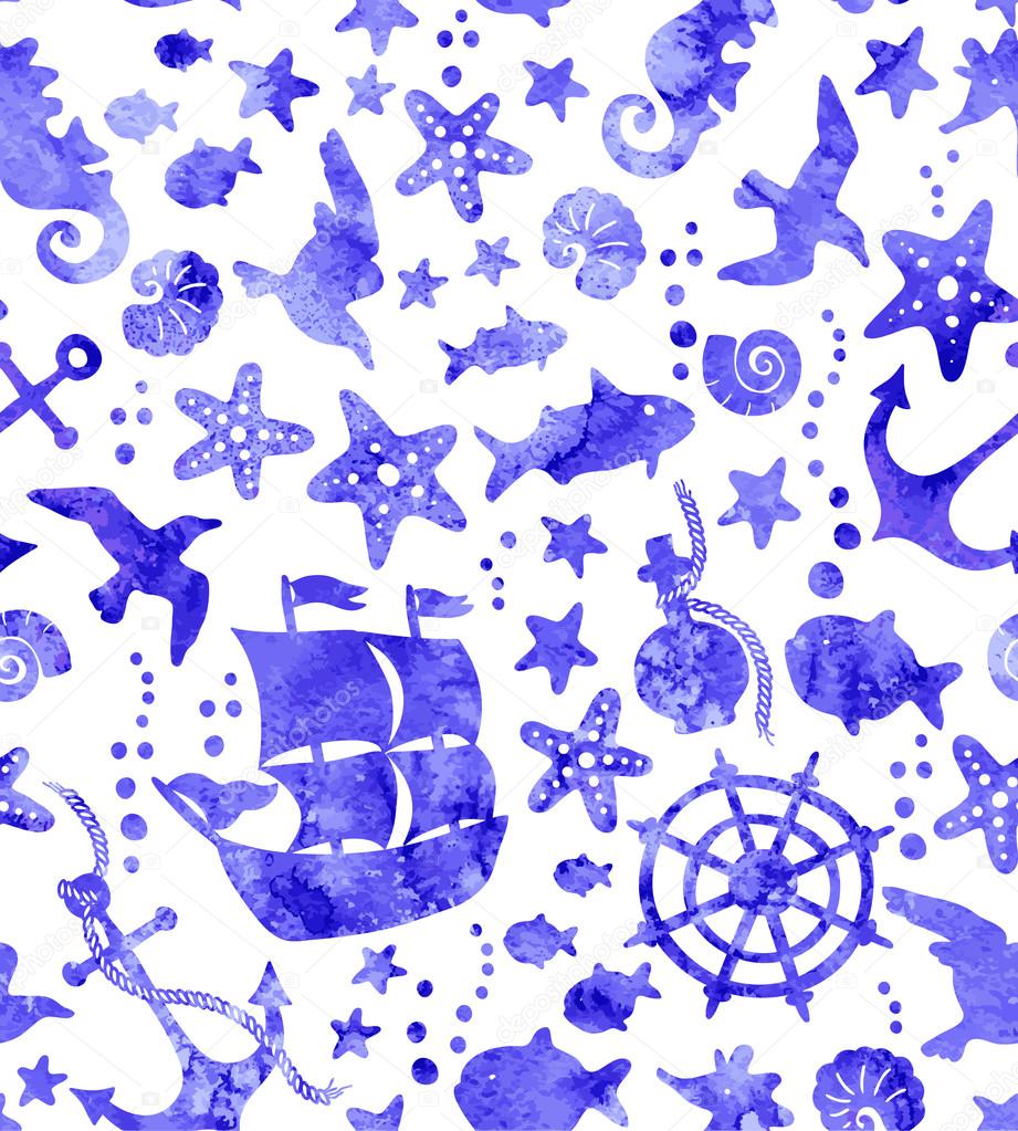 Cartoon pattern with sea life