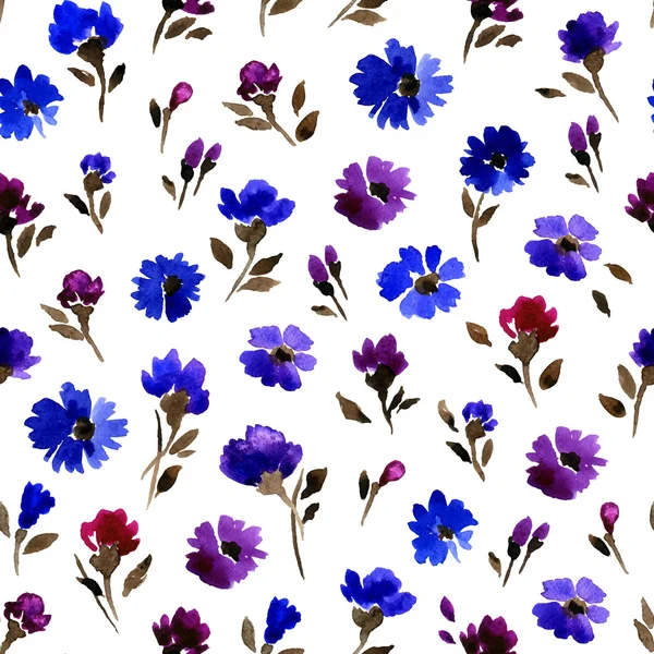 Sulu Boya Dikişsiz çiçek desenli — Stok Vektör