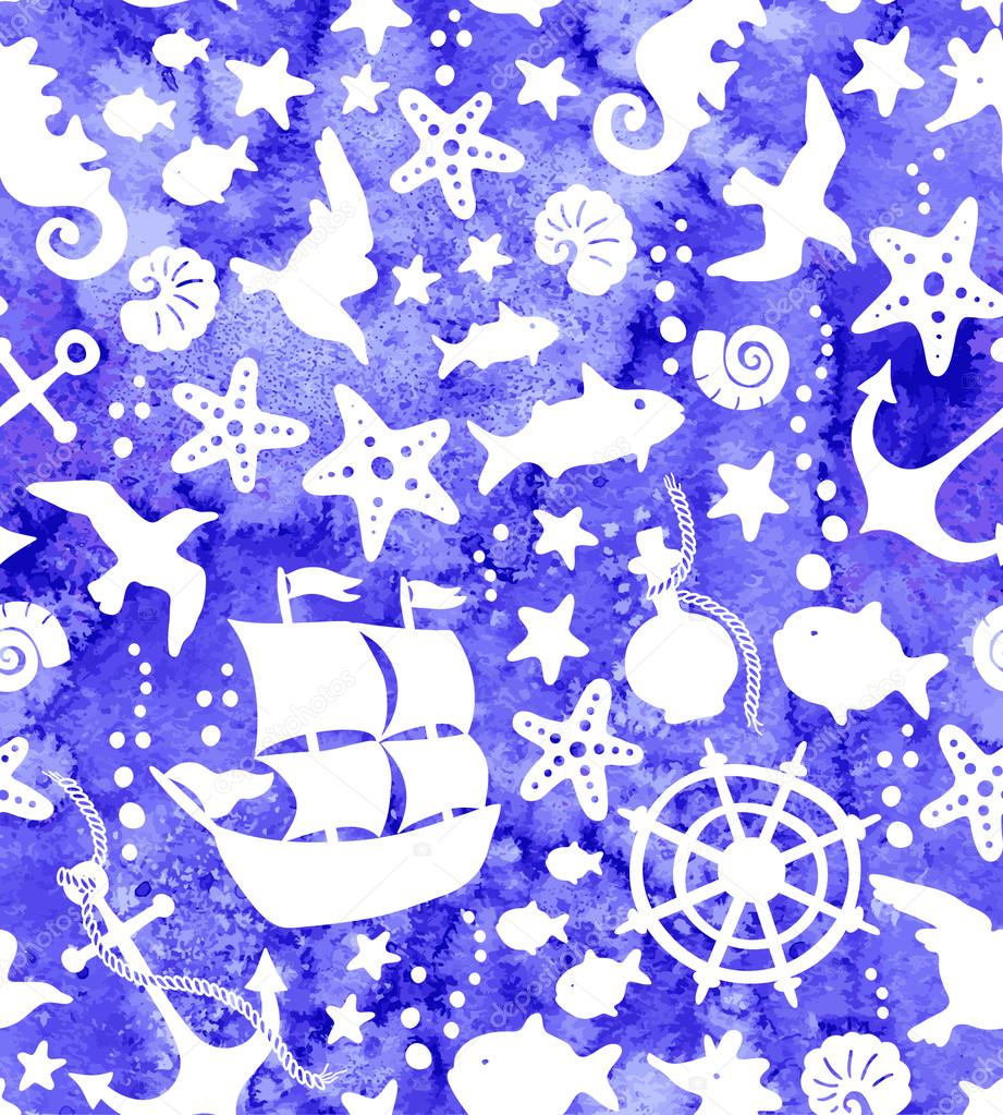Cartoon pattern with sea life