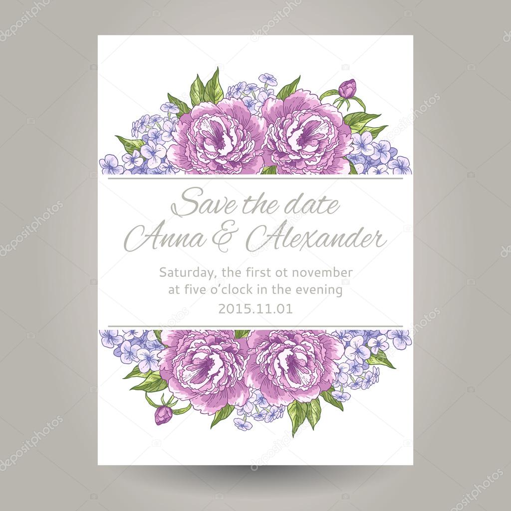 Wedding invitation card with floral elements