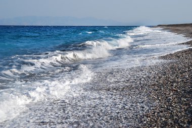 Waves of  Mediterranean Sea on the Beach