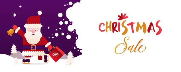 Patinaje Santa Claus Con Campana Navidad Venta Navidad Web Banner — Archivo Imágenes Vectoriales