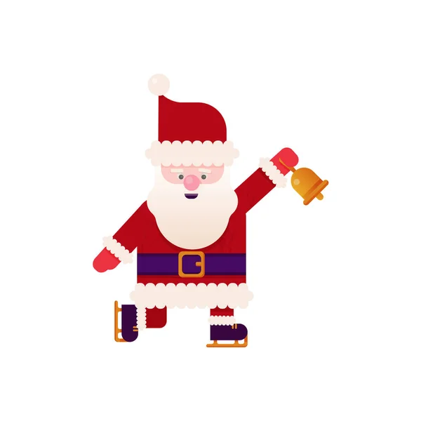 Moderno Concepto Vectorial Plano Ilustración Santa Claus Alegre Patines Con — Archivo Imágenes Vectoriales