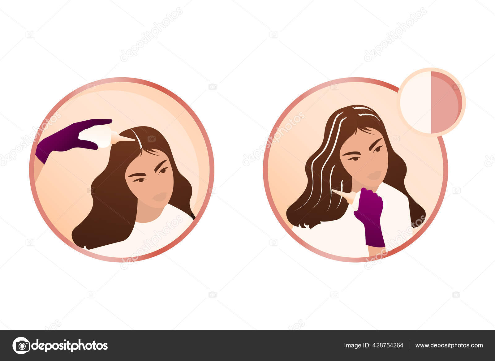 Steps Color Hair Time Counter Beautiful Brunette Female Coloring Her Stock  Vector Image by © #428754264