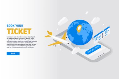 Akıllı telefondan biletini al. İnternetten alışveriş. Web sitesi şablonu. İniş Sayfası. Kavram.