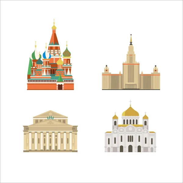 Moskova Nın Karikatür Sembolleri Nesneleri Popüler Turistik Mimari Nesneler Basil — Stok Vektör