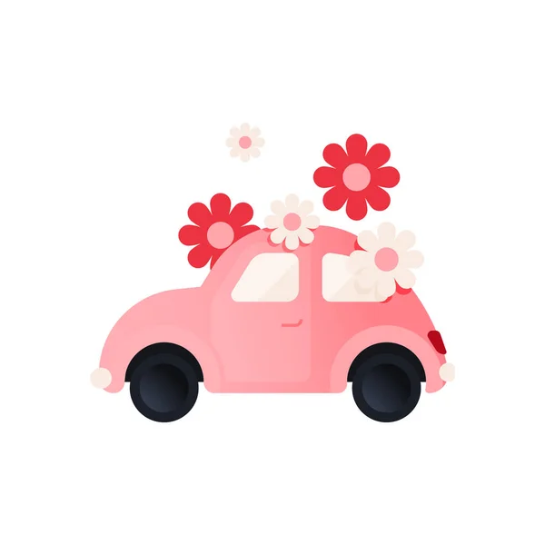 Modernas Ilustraciones Concepto Vectorial Plano Anuncios Medios Sociales Con Coche — Vector de stock