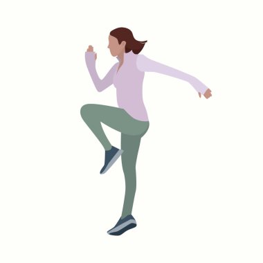 Spor kıyafetli genç bir kadının vektör çizimi. Düz. Spor, antrenman..