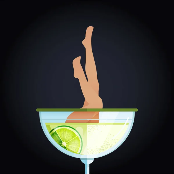 Moderne Flat Vector Concept Illustrationen Social Media Anzeigen Mit Cocktail — Stockvektor