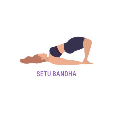 Yoga Kadını 'nın Vektör İllüstrasyonu. Beyaz Arkaplan 'da izole bir figür. Setu Bandha - Köprü Pozu.