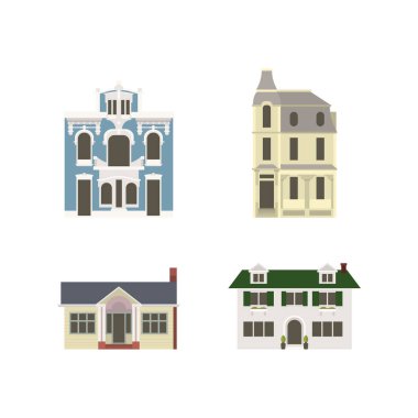 Modern evler seti. Vektör İllüstrasyonu