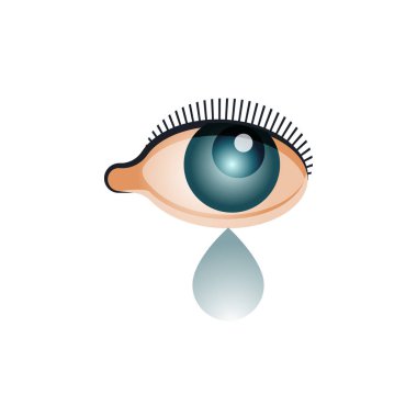 Antika Retro Sticker. Modern Düz Vektör Tasvirleri. Gözyaşı Simgesi ile Göz. Sosyal Medya Reklamları.