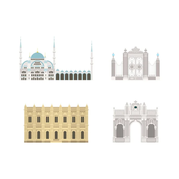 Simboli Del Fumetto Istanbul Popolari Oggetti Architettonici Turistici Istanbul Set — Vettoriale Stock