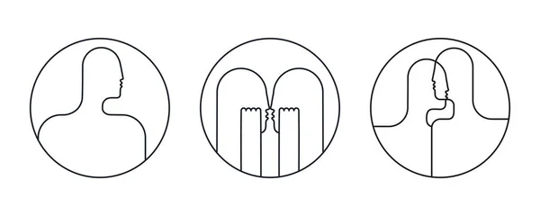 Set Line Drawing Abstract Humans Circles Illustration Vecteur Plat Moderne — Image vectorielle