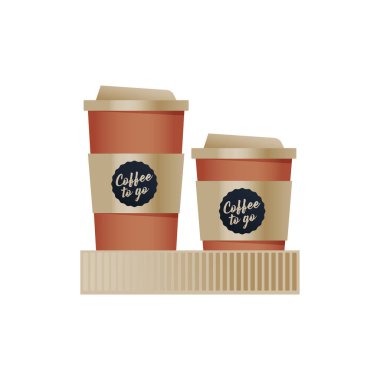 Paket karton kutu. Dışarı çıkın. Paket kahve kupası. Orta boy, büyük boy. Logotype Yapıştırıcısı.