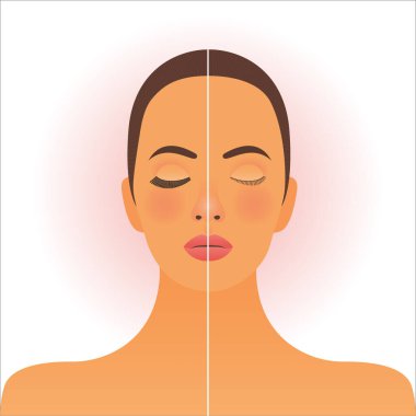 Güzellik Stüdyosu Şablonu. Sağlıklı cilt portresi olan kadın, önce ve sonra Kirpik Uzatma Prosedürü gösteriyor. Sosyal Medya Sancakları.