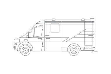 Ambulans Acil Servis Aracı hatta. Modern Düz Stil Vektör Çizimi. Sosyal Ortam Şablonu.