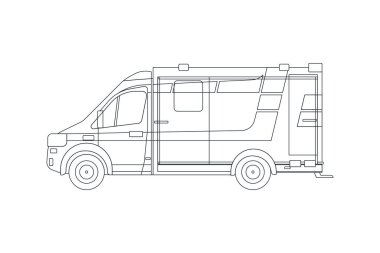 Ambulans Acil Servis Aracı hatta. Modern Düz Stil Vektör Çizimi. Sosyal Ortam Şablonu.