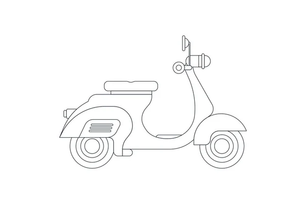 Motocicleta Vintage Línea Moderna Scooter Plano Vector Ilustración Diseño Banners — Archivo Imágenes Vectoriales