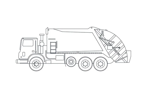 Garbage Truck Vehicle Line Modern Flat Style Vector Illustration Social — Stock Vector