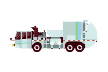 Çöp Kamyonu Aracı. Modern Düz Stil Vektör Çizimi. Sosyal Ortam Şablonu.