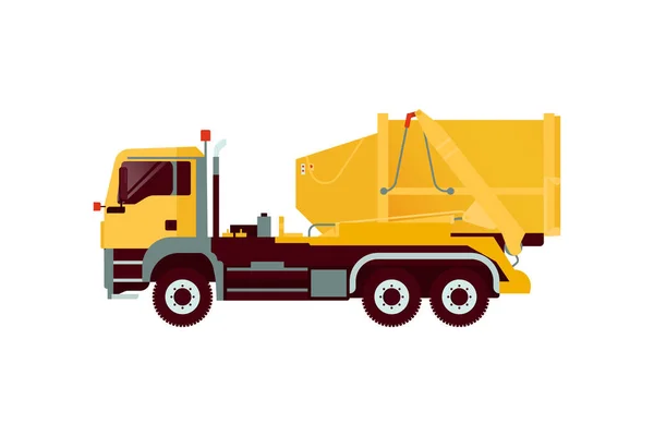Garbage Truck Vehicle Modern Flat Style Vector Illustration Social Media — Stock Vector