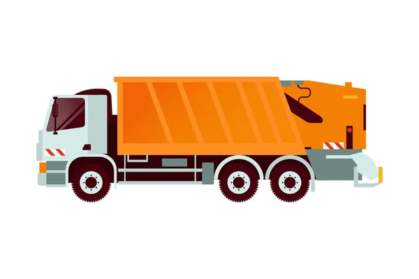 Veículo Camião Lixo Ilustração Moderna Vetor Estilo Liso Modelo Mídia —  Vetores de Stock