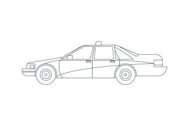 Taksi Aracı Hat 'ta. Modern Düz Stil Vektör Çizimi. Sosyal Ortam Şablonu.