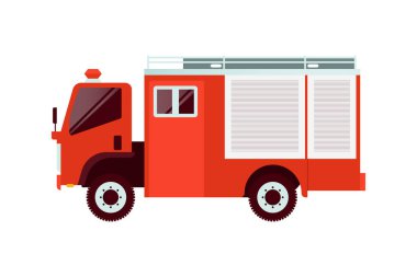 Kırmızı itfaiye aracı acil durum aracı. Modern Düz Stil Vektör Çizimi. Sosyal Ortam Şablonu.