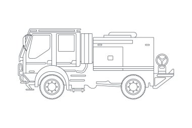 İtfaiye aracı acil durum aracı hatta. Modern Düz Stil Vektör Çizimi. Sosyal Ortam Şablonu.