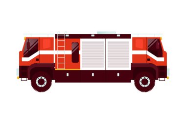 Kırmızı itfaiye aracı acil durum aracı. Modern Düz Stil Vektör Çizimi. Sosyal Ortam Şablonu.