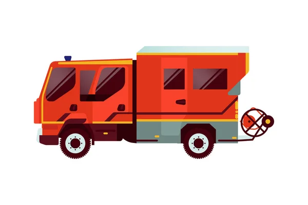 Veículo Emergência Red Fire Truck Ilustração Moderna Vetor Estilo Liso —  Vetores de Stock