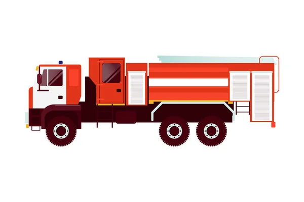 Kendaraan Darurat Red Fire Truck Ilustrasi Vektor Gaya Datar Modern - Stok Vektor