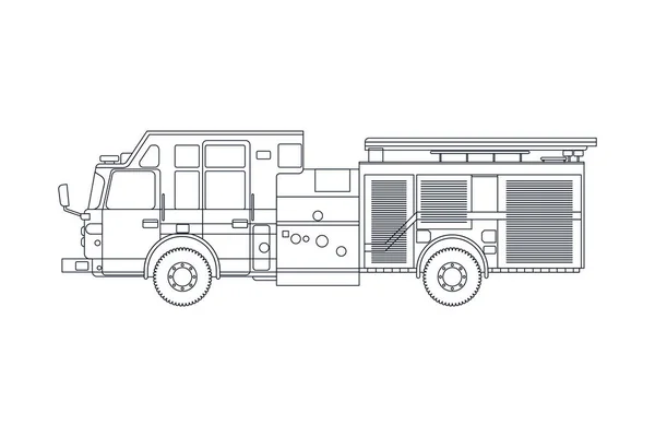 Fire Truck Kendaraan Darurat Line Ilustrasi Vektor Gaya Datar Modern - Stok Vektor