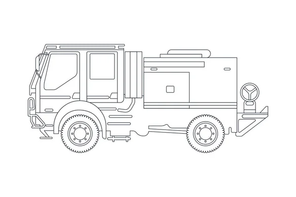 Vehículo Emergencia Camión Bomberos Línea Ilustración Vectorial Estilo Plano Moderno — Archivo Imágenes Vectoriales