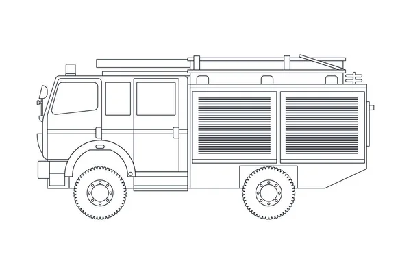 Fire Truck Kendaraan Darurat Line Ilustrasi Vektor Gaya Datar Modern - Stok Vektor