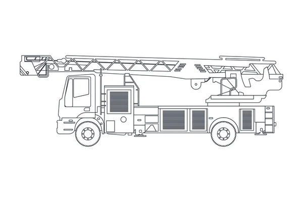 Fire Truck Emergency Vehicle Line Modern Flat Style Vector Illustration — Stock Vector