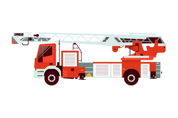 Kendaraan Darurat Red Fire Truck Ilustrasi Vektor Gaya Datar Modern - Stok Vektor