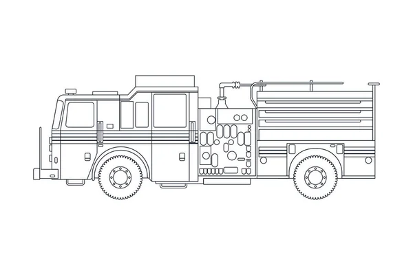 Camion Incendie Véhicule Urgence Ligne Illustration Vectorielle Style Plat Moderne — Image vectorielle