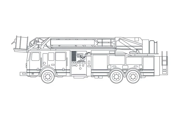 Fire Truck Emergency Vehicle Line Modern Flat Style Vector Illustration — Stock Vector