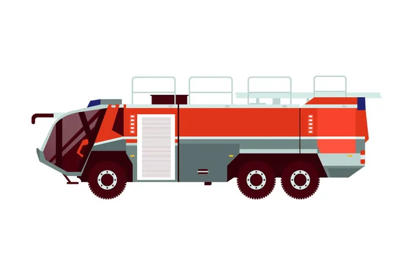 Kendaraan Darurat Red Fire Truck Ilustrasi Vektor Gaya Datar Modern - Stok Vektor