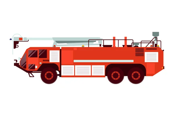 Kendaraan Darurat Red Fire Truck Ilustrasi Vektor Gaya Datar Modern - Stok Vektor